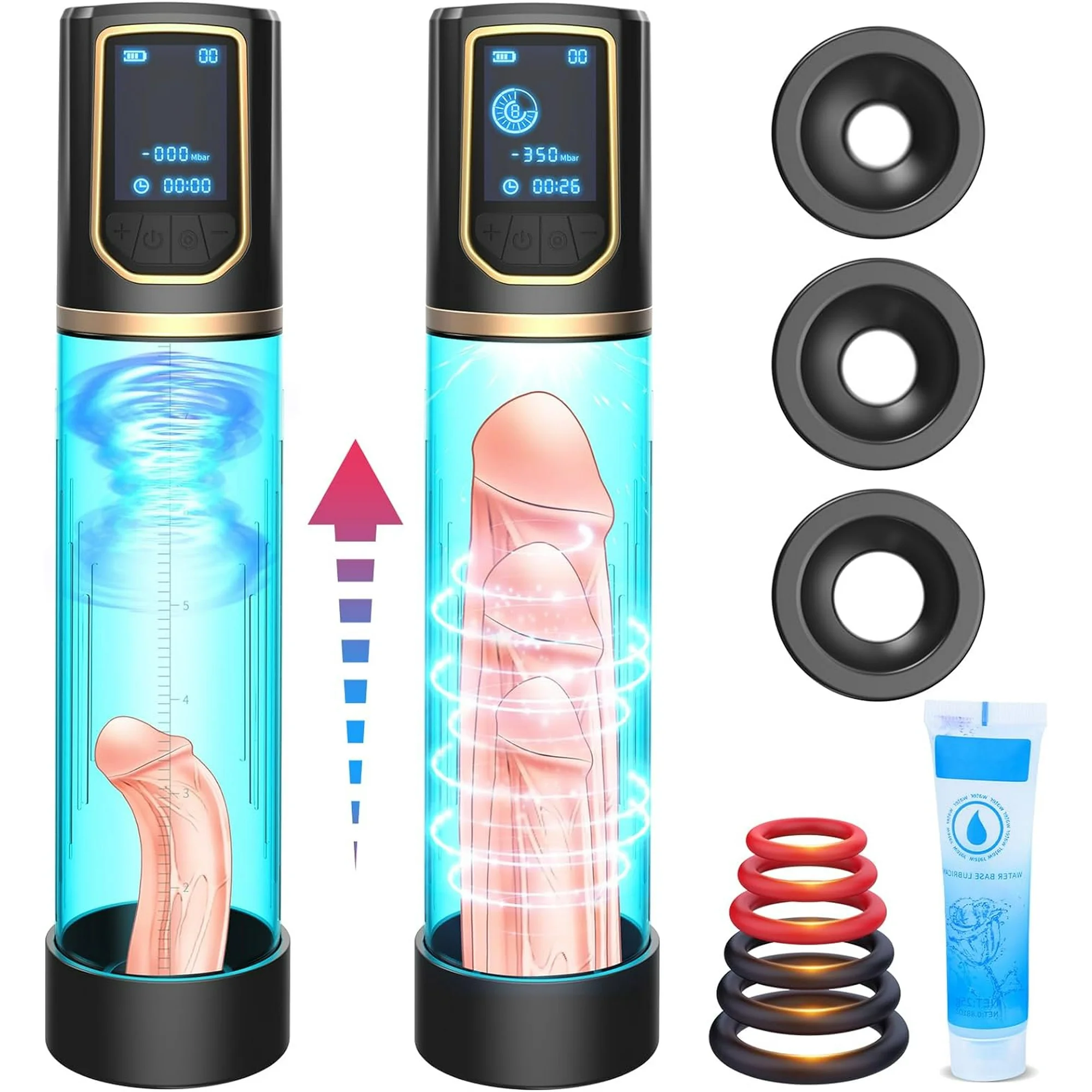 Automatic Penis Pump for Men Erection & Enlargement with 2 * 8 Modes, Male  Sex Toys Self-Vacuum Sensuality Pump Penis Enlargers & Stimulation Penis  Training Device Couple Adult Toys, 3 Penis Rings